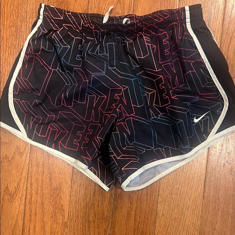 Nike Black Athletic Shorts with Geometric Design